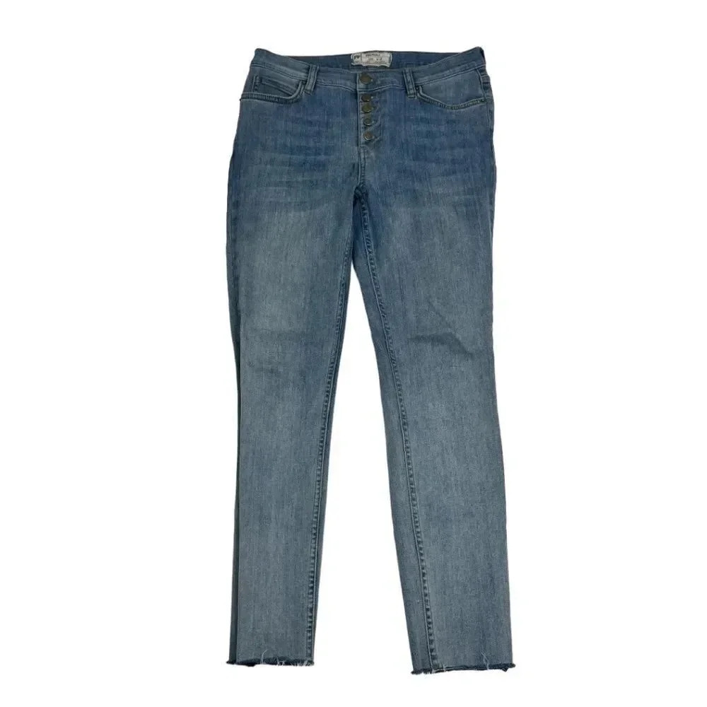 Free People Button Fly Raw Hem Jeans